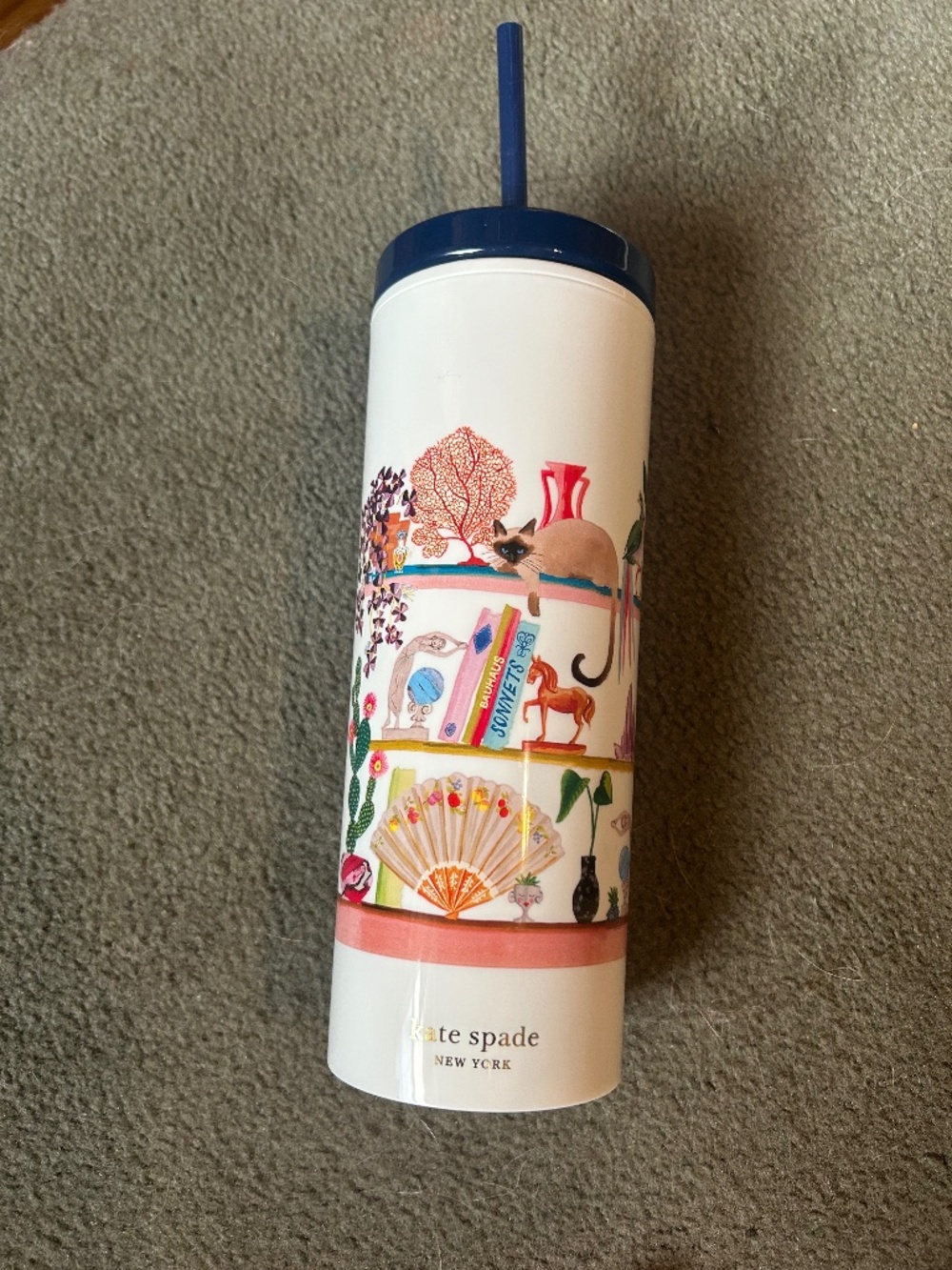 Kate Spade New York Tumbler with straw (Bookshelf)